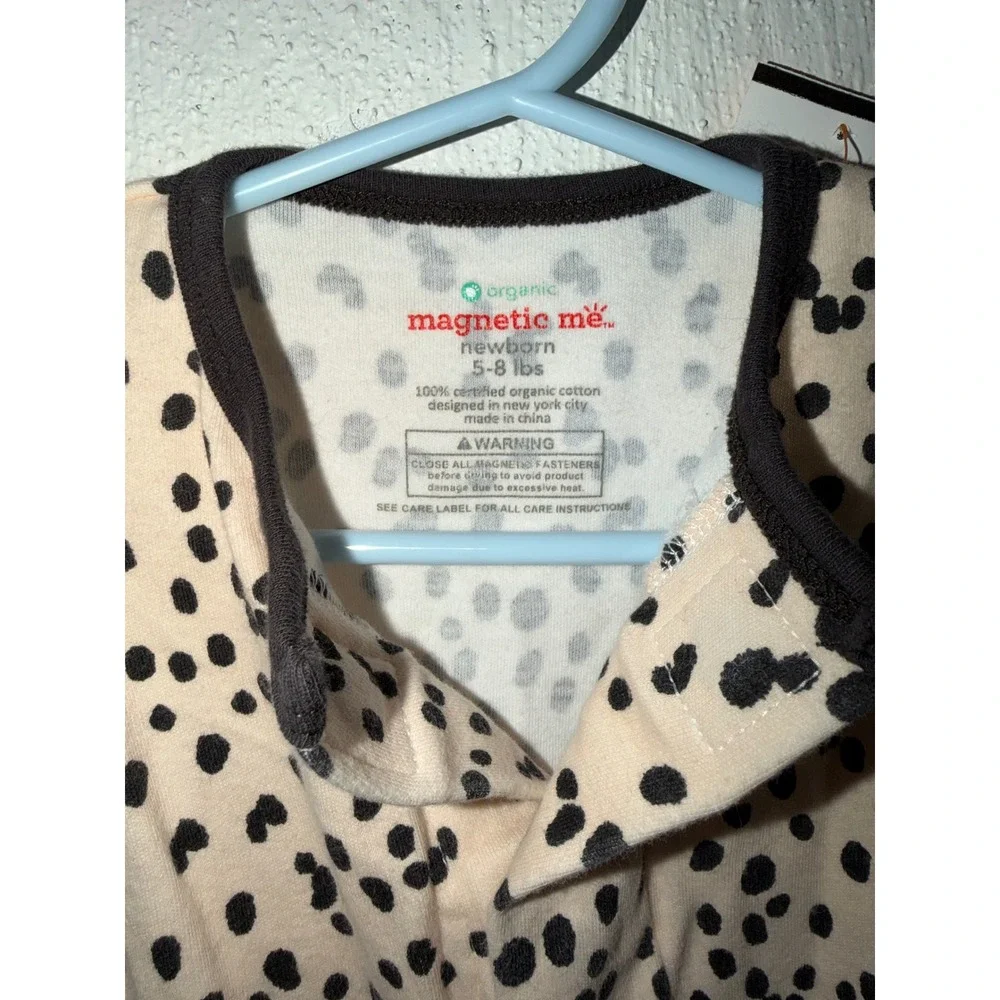 Magnetic Me Newborn Organic Cotton Dalmatian Dot Magnetic Footie Sleeper Cream